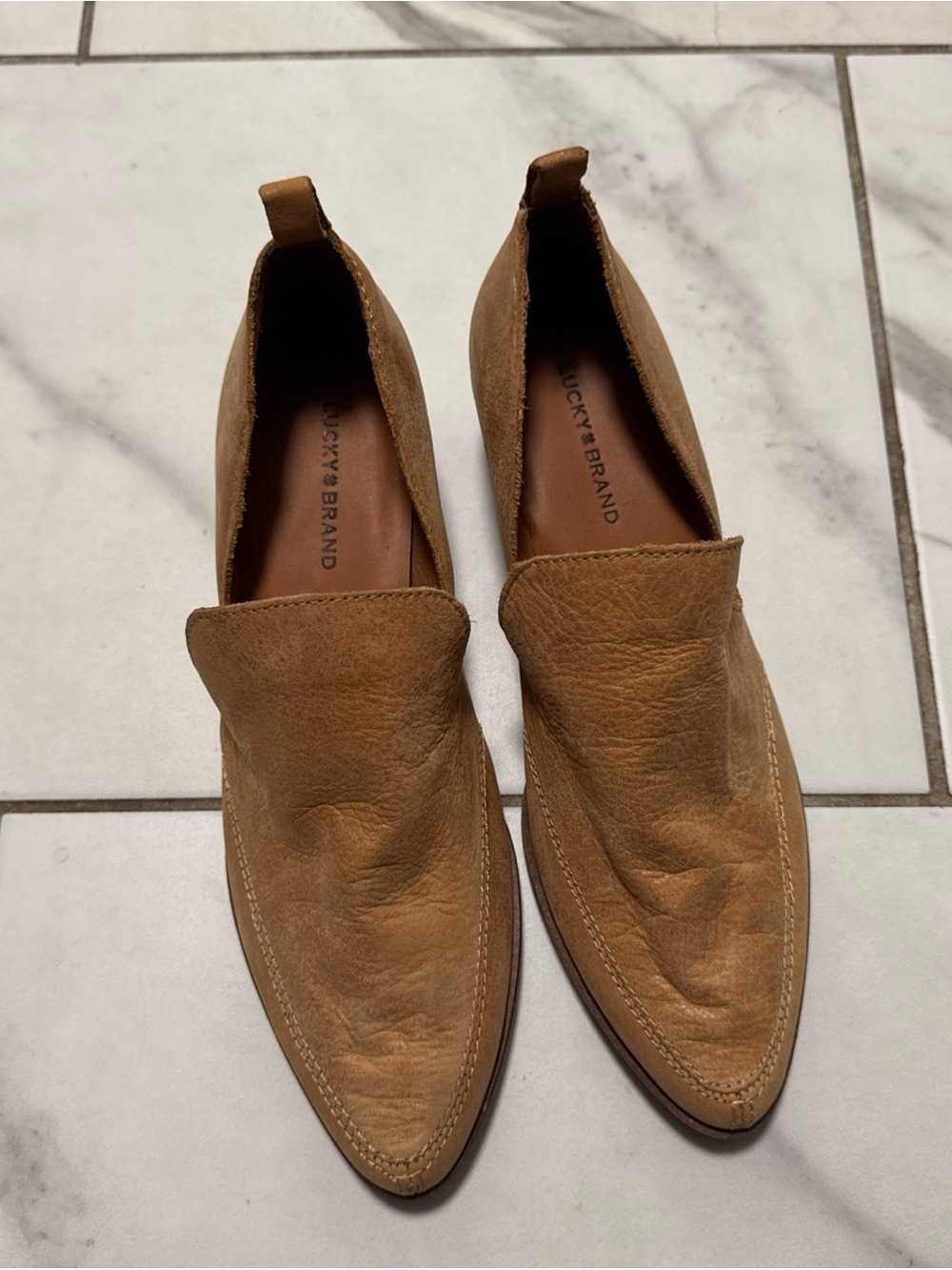 Lucky Brand Camel/Tan Leather Slip-On Loafers